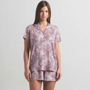 NWT SKIMS NEW RELEASE Sleep Short Sleeve Button-Up Set Bloom Mini Animal 3X